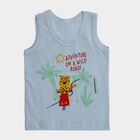 Infants' Light Blue Cotton Round Neck Casual Vest, Light Blue, small