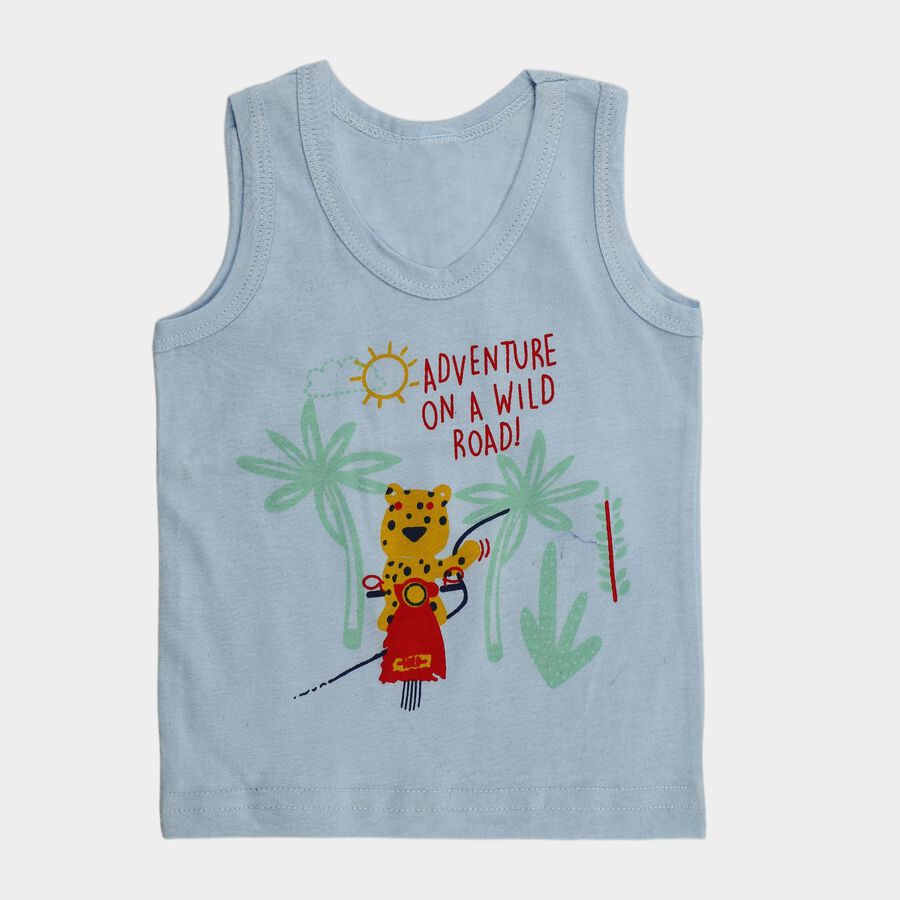 Infants' Light Blue Cotton Round Neck Casual Vest, Light Blue, large