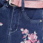 Girls' Stonewashed Blue Flared Fit Embroidered Jeans, Mid Blue, small image number null