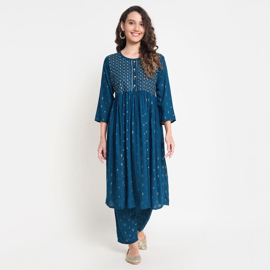 Ladies' Ethnic Set, Teal Blue, large image number null