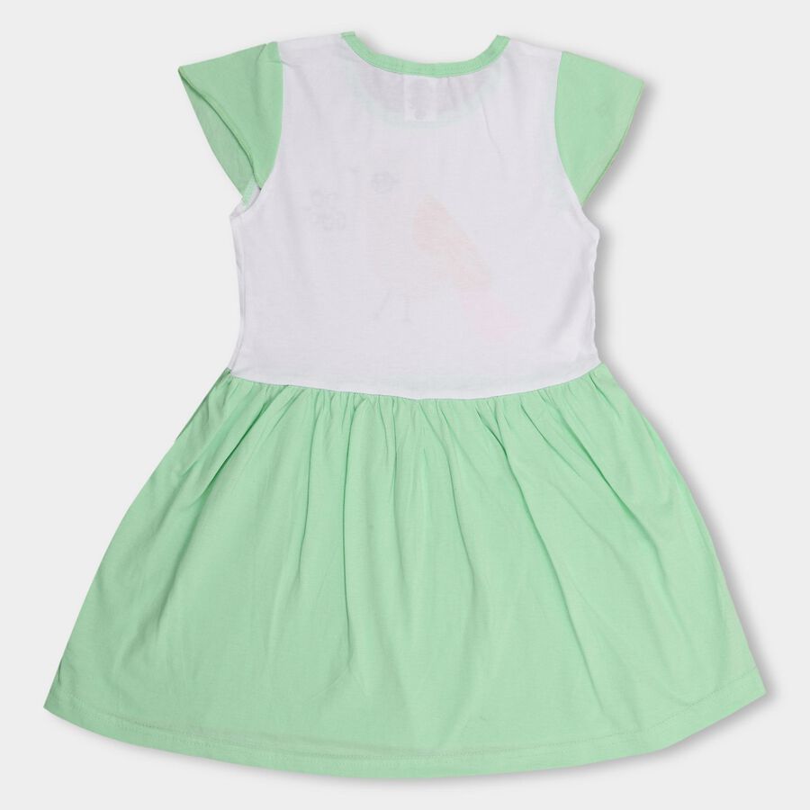 Girls' 100% Cotton Frock , हल्का हरा, large image number null