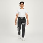 Boys' Charcoal Black Slim Fit Printed Jogger Jeans, हल्का ग्रे, small image number null