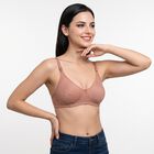 Women's Brown Cotton Blend Regular Bralette Bra, भूरा, small