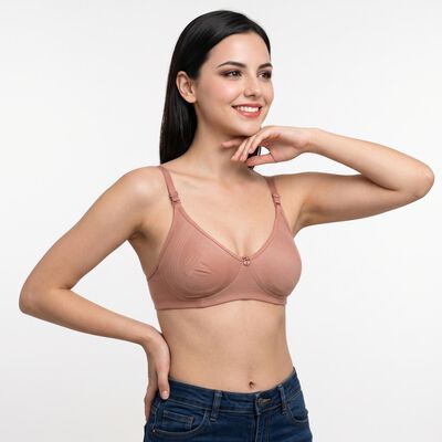 Women's Brown Cotton Blend Regular Bralette Bra