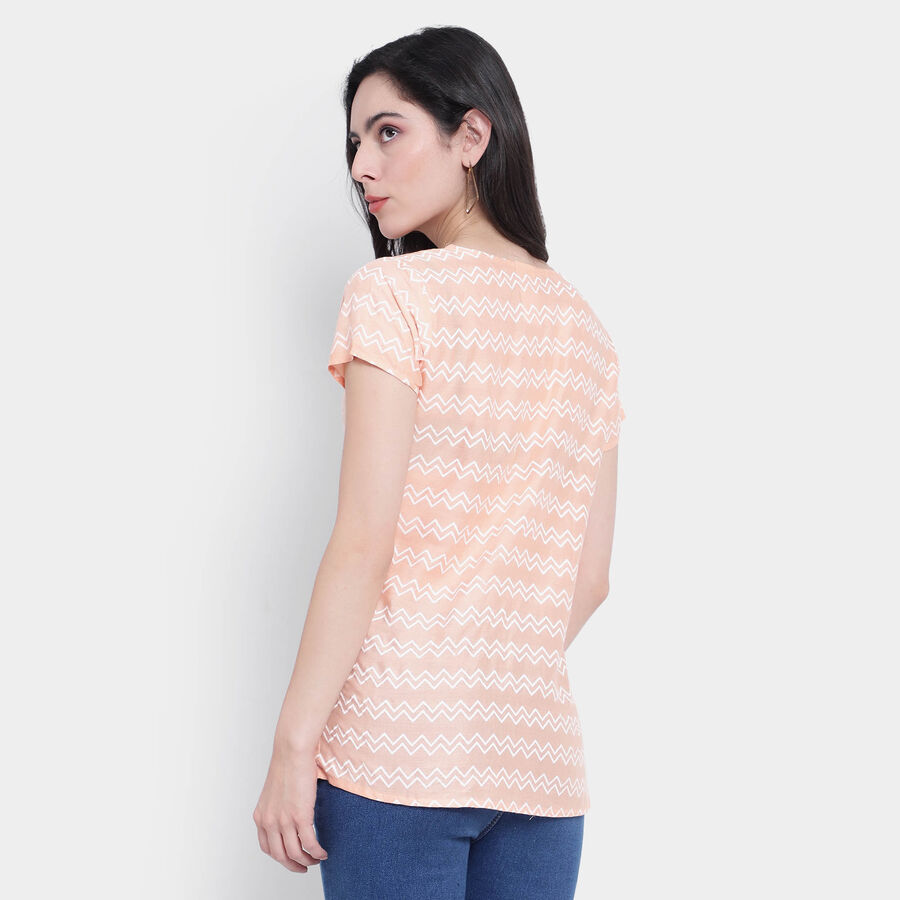 All Over Print Short Sleeves Kurti, Peach, large image number null