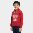 Boys' Red Funnel Neck Pullover Sweatshirt, मरून, small