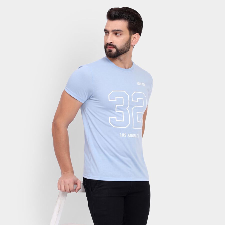 Men's Round Neck Half Sleeves T-Shirt, Sky Blue, large image number null