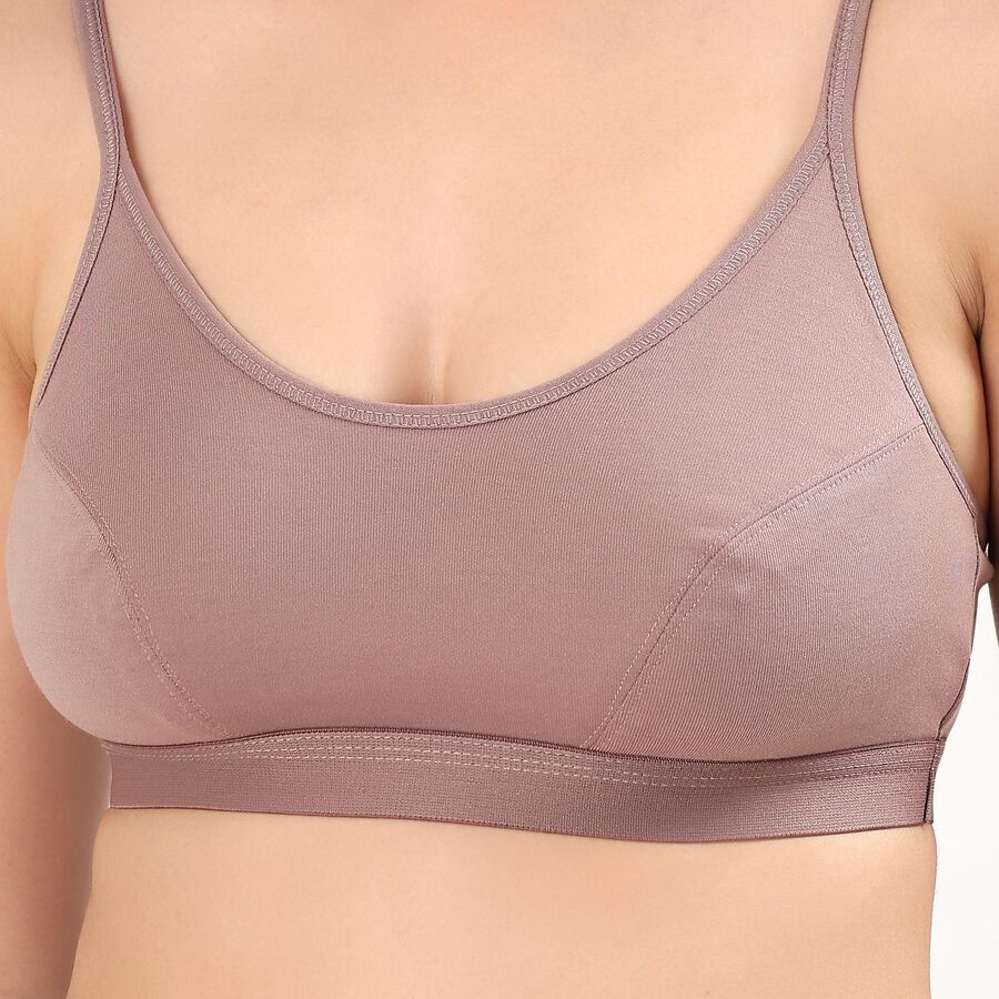 Women's Muted Mauve Cotton Wireless Bra, Brown, large image number null