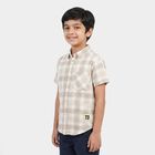 Boys Off White Cotton Collared Shirt, ऑफ व्हाइट, small