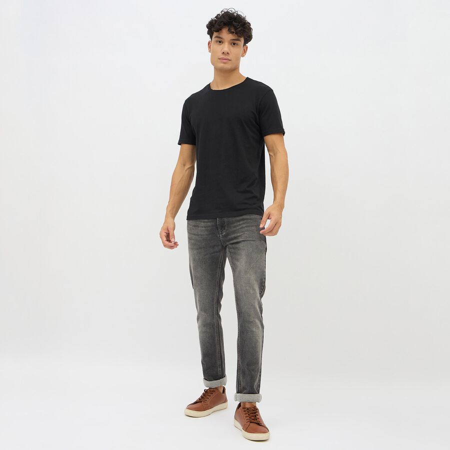 Men's Faded Black Skinny Fit Jeans, Dark Grey, large image number null