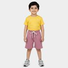 Boys' Mauve Cotton Blend Elastic Waist Bermuda Shorts, Pink, small