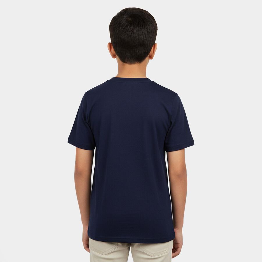 Boys' Half Sleeves T-Shirt, Navy Blue, large