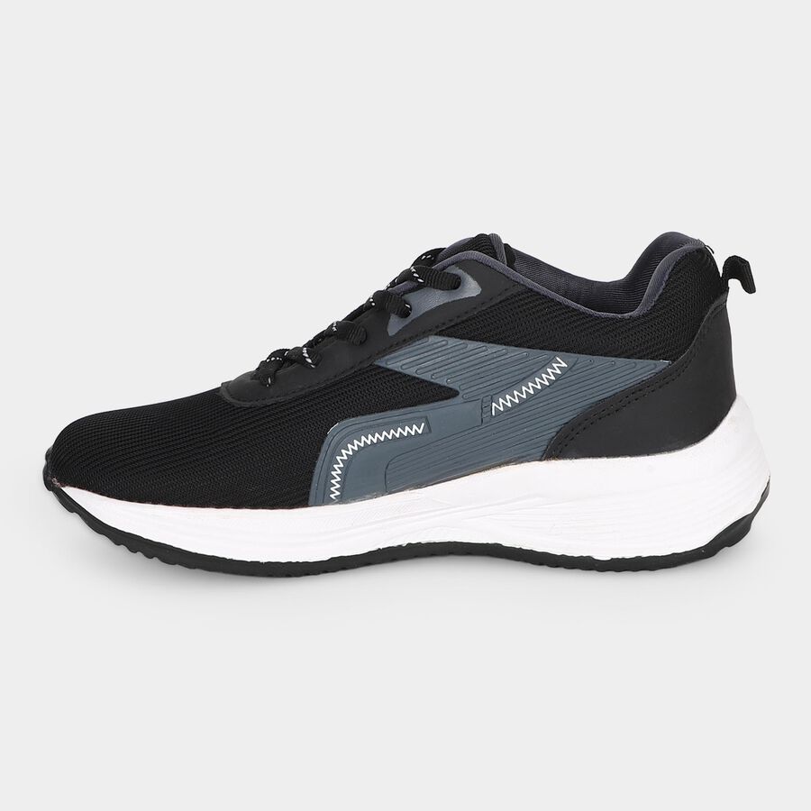 Men's Grey Lace-Up Sneakers, ग्रे, large