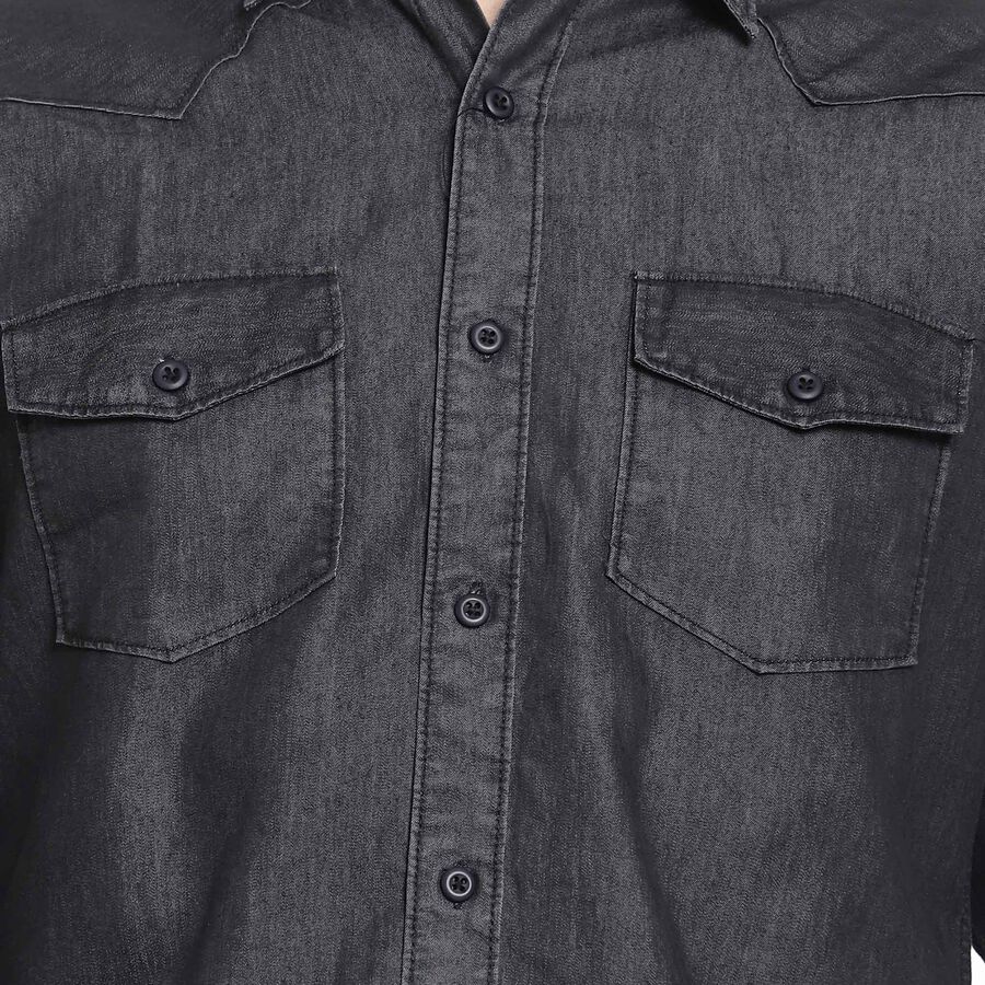 Solid Casual Shirt, Black, large image number null