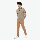 Men's Grey Polo Neck Geometric Polo T-Shirt, गहरा ग्रे, small