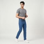 Men's Blue Slim Fit Jeans, मध्यम नीला, small