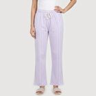 Women's Mid Blue Straight Fit Striped Drawstring Pyjama, Mid Blue, small