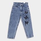 Girl's 100% Cotton Jeans, Mid Blue, small image number null