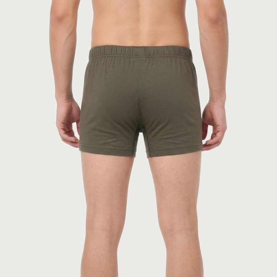 Men's Olive Green Regular Fit Solid Trunks, Olive, large