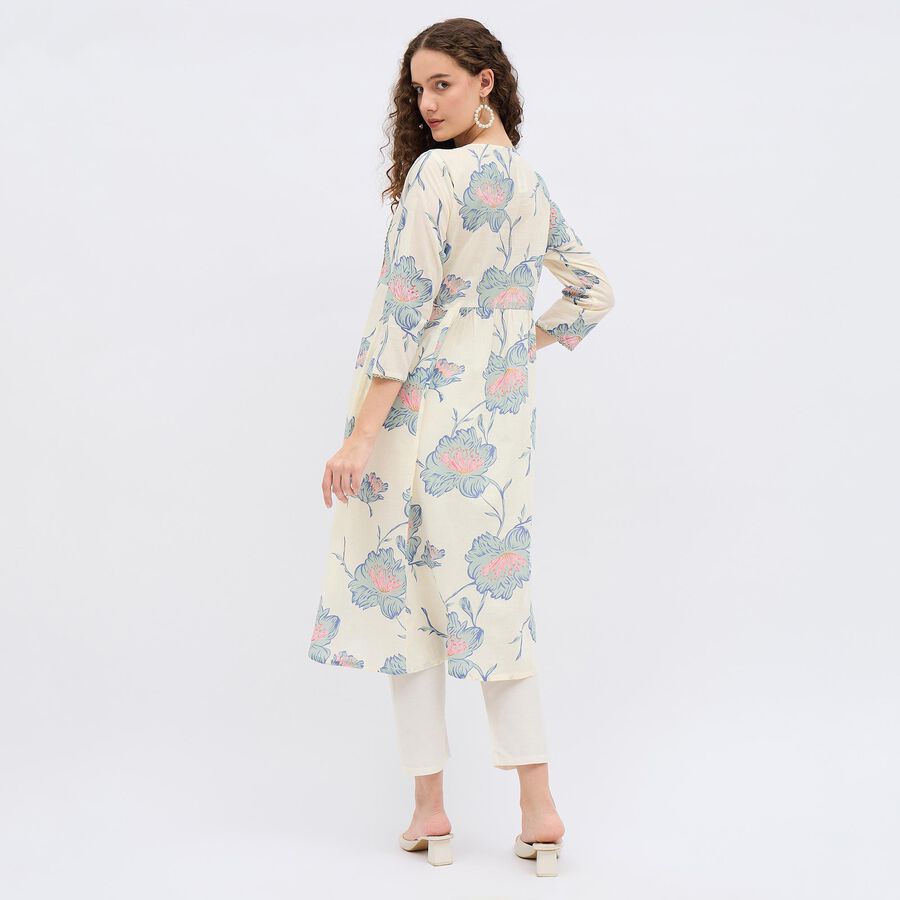 Women's Light Blue Round Neck Embroidered Kurta, हल्का नीला, large image number null