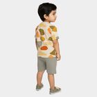 Infants' Olive Cotton Round Neck Geometric Baba Suit, Olive, small