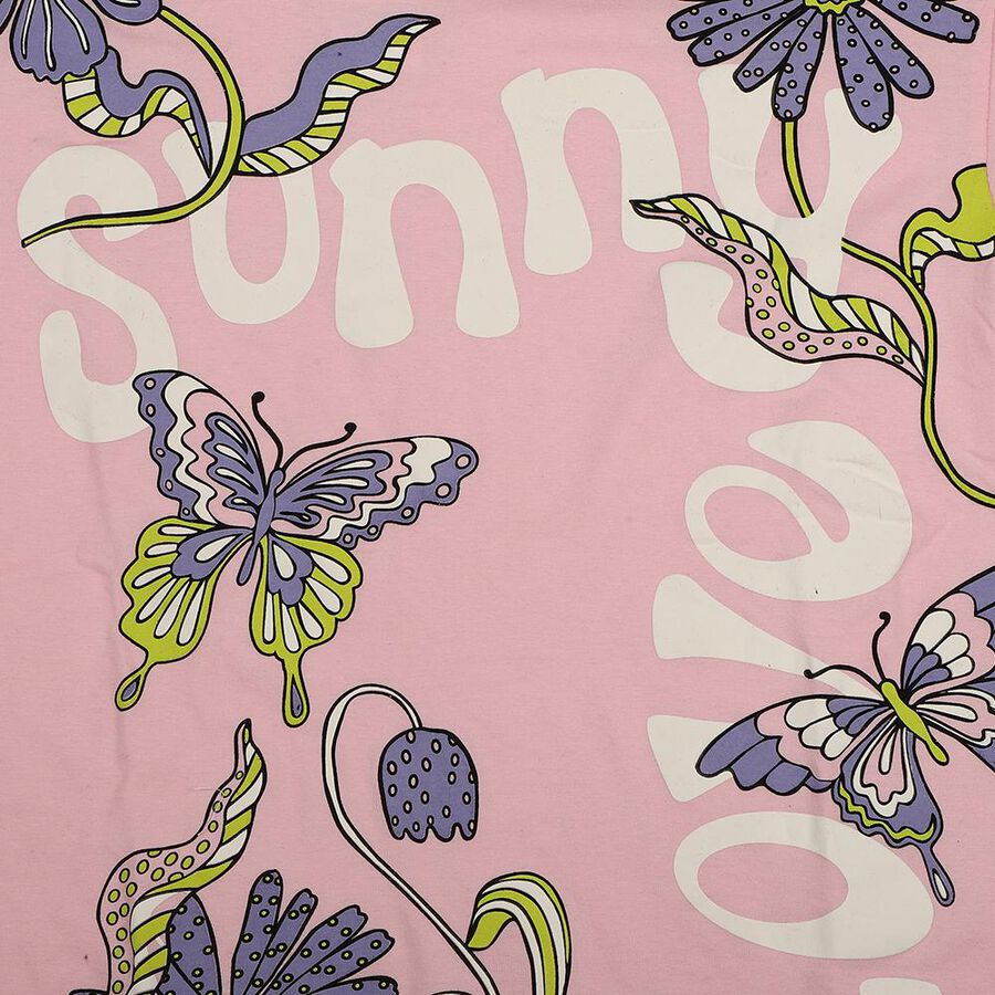 Girls Light Pink Cotton Round Neck Casual T-Shirt, हल्का गुलाबी, large