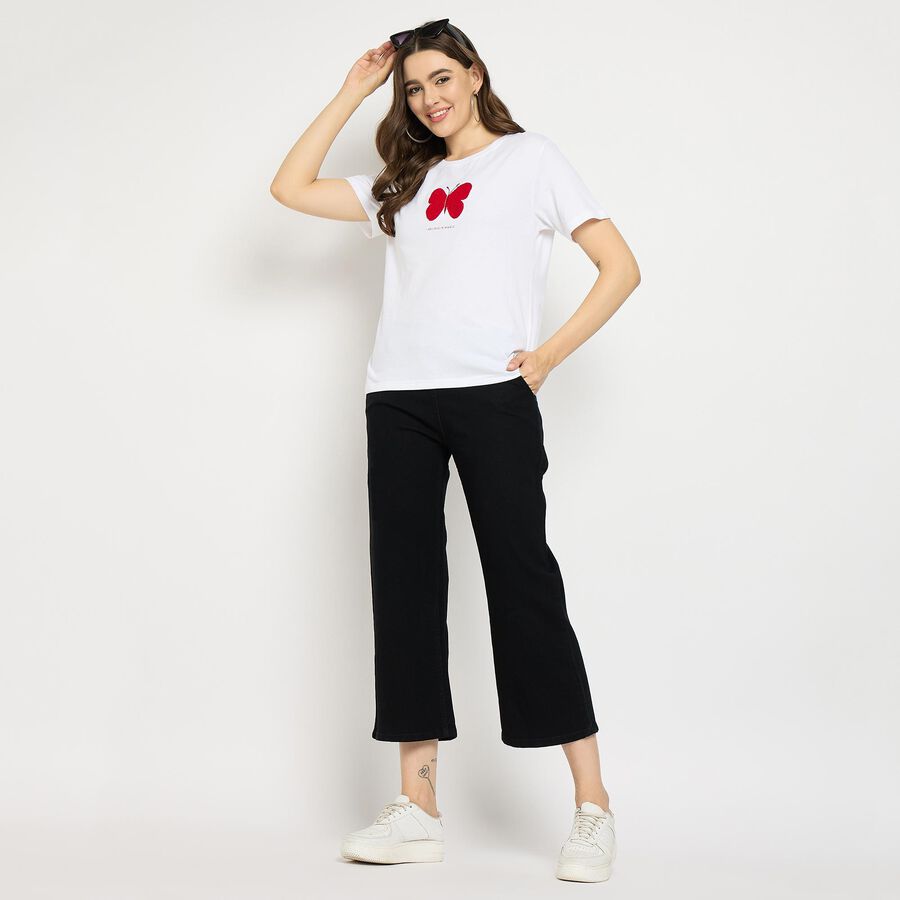Ladies' Cotton Round Neck T-Shirt, White, large image number null