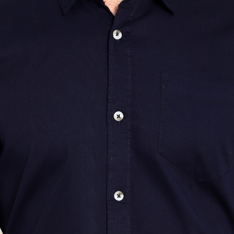Cotton Solid Formal Shirt, Navy Blue, large image number null