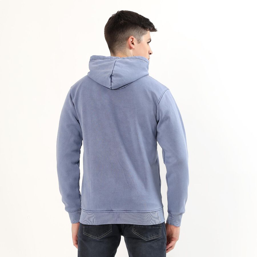 Men's Muted Light Blue Hooded Neck Casual Sweatshirt, हल्का नीला, large image number null