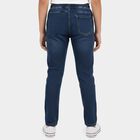 Boys' Navy Blue Slim Fit Drawstring Waist Jeans, मध्यम नीला, small