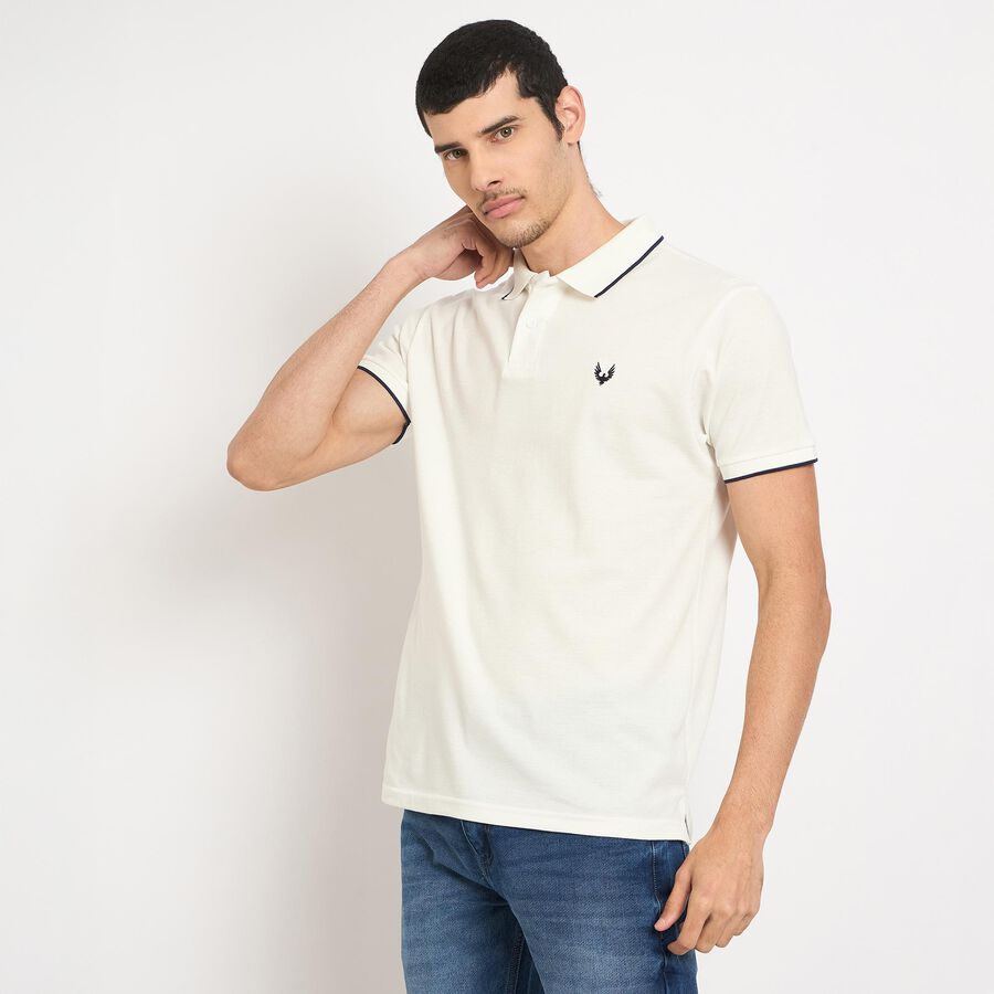 Men's Collared Half Sleeves T-Shirt , White, large image number null