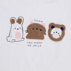 Girls Snow White Cotton Round Neck Casual T-Shirt, White, small image number null