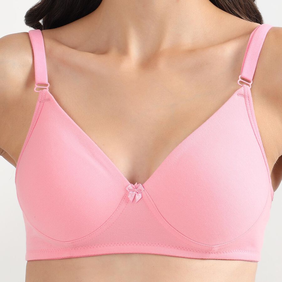 Women's Soft Pink Cotton Wire-Free Everyday Bra, Pink, large image number null