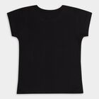 Girl's Cotton T-Shirt, काला, small image number null