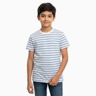 Boys Pale Powder Blue Crew Neck Casual T-Shirt, Light Blue, small