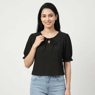 Women's Black Neck Top