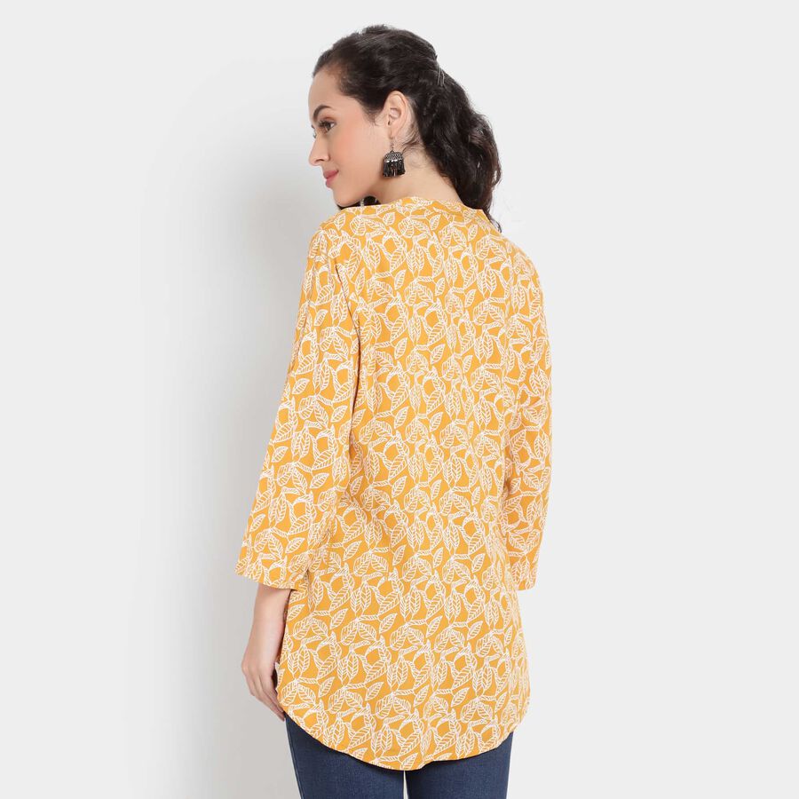Printed 3/4Th Sleeves Straight Kurta, Mustard, large image number null