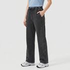 Women's Black Wide Leg Washed Track Pants, Black, small