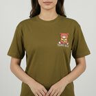 Women's Olive Green Cotton Round Neck Casual T-Shirt, Olive, small