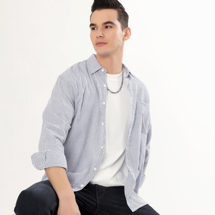 Men's Casual Shirt, Mid Blue, large image number null