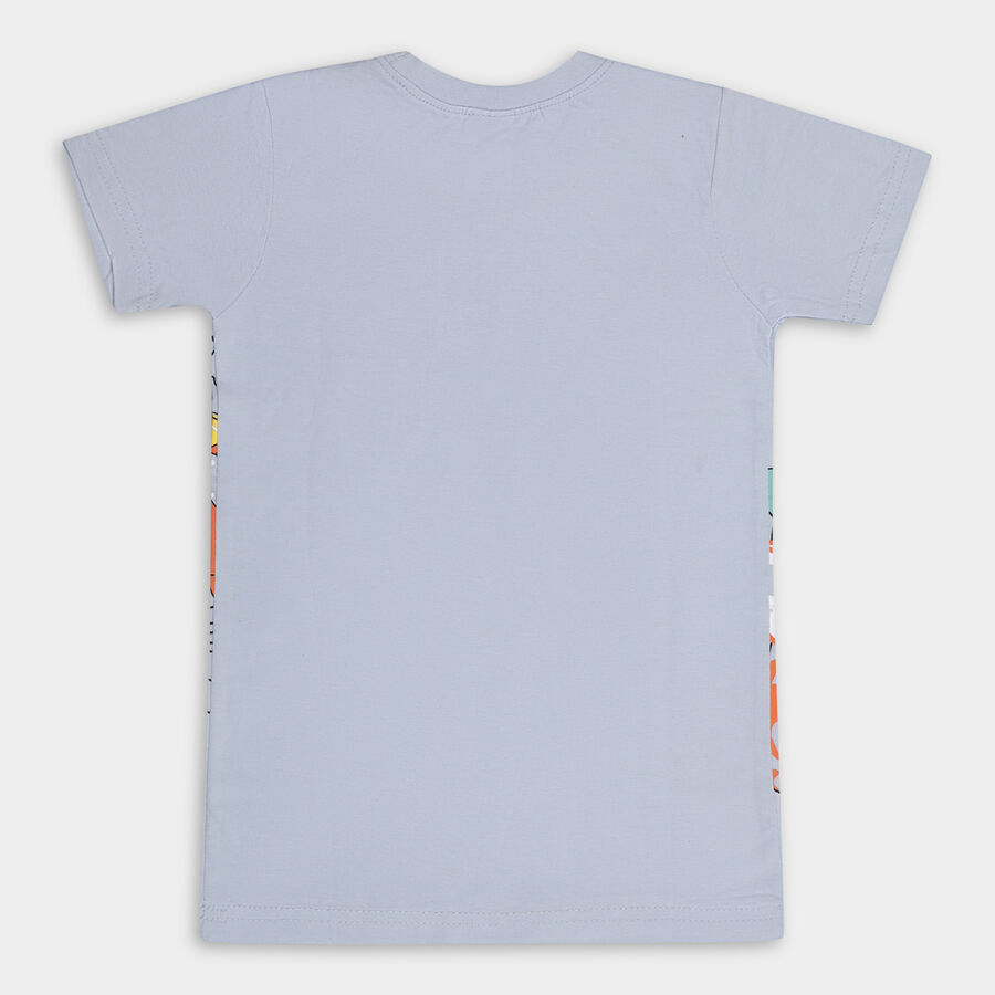 Boys' Cotton Half Sleeves T-Shirt, हल्का नीला, large image number null