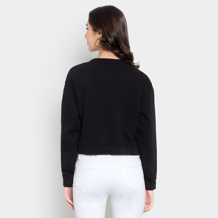 Round Neck Sweatshirt, Black, large image number null