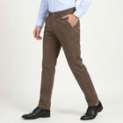 Men's Brown Slim Fit Chino Trousers, भूरा, small