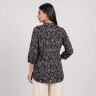 Women's Dark Grey Mandarin Collar Printed Kurti, गहरा ग्रे, small
