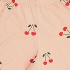 Girls' Light Pink Regular Fit Cherry Printed Shorts, Light Pink, small