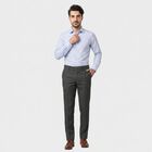 Men's Black Slim Fit Flat-Front Formal Trousers, काला, small