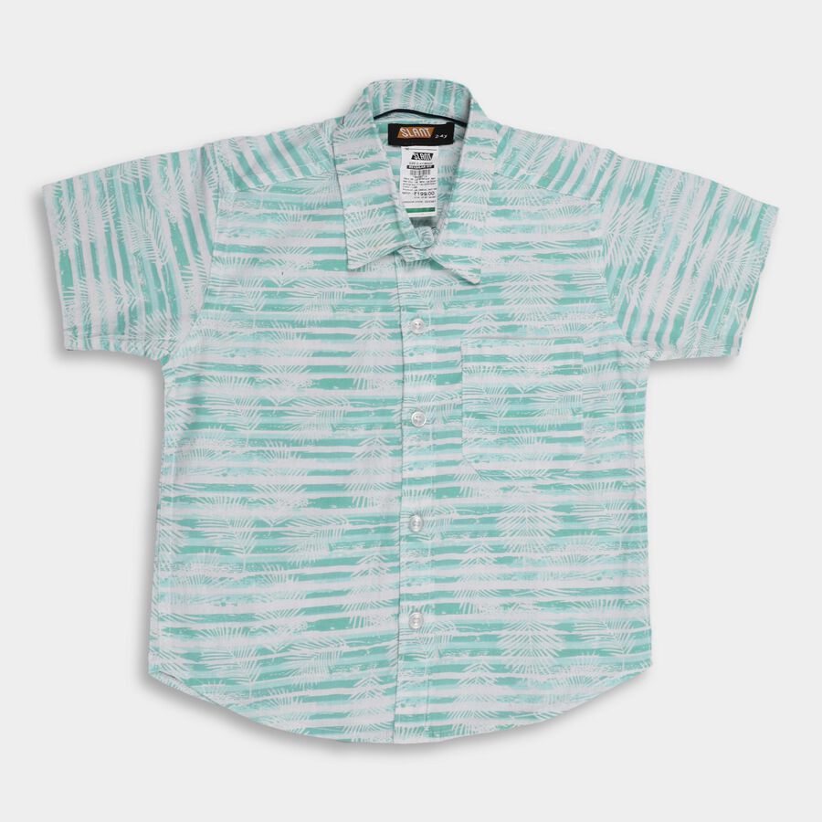 Boys' 100% Cotton Casual Shirt, Light Green, large image number null