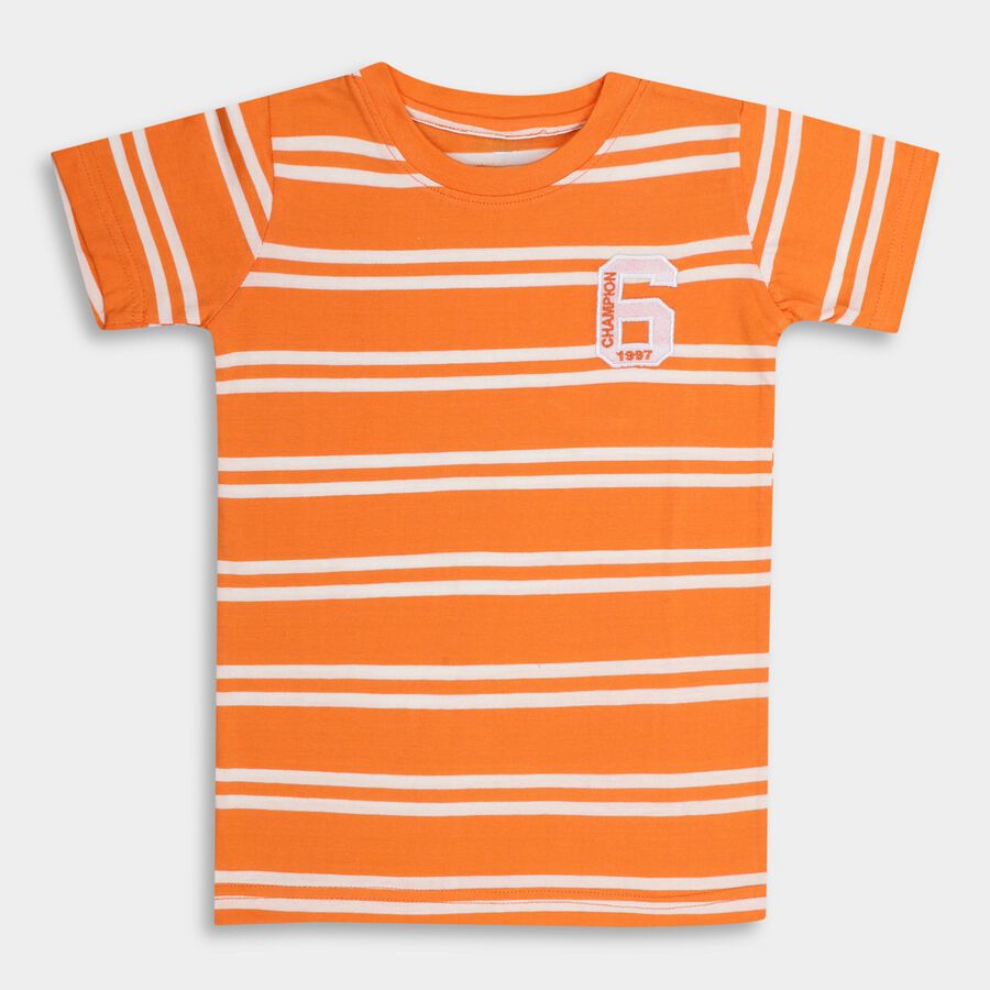 Boys' 100% Cotton Half Sleeves T-Shirt , नारंगी, large image number null