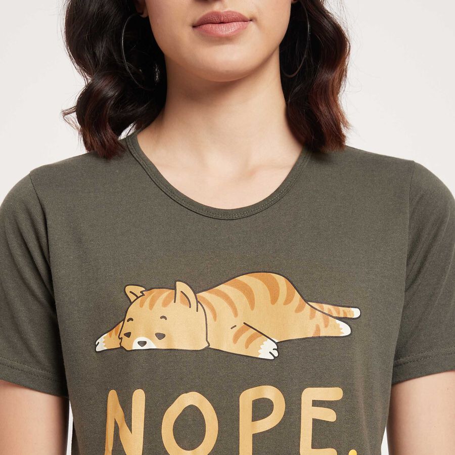 Round Neck T-Shirt, Olive, large image number null