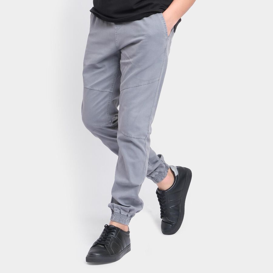 Men's Slim Fit Casual Trousers, Light Grey, large image number null